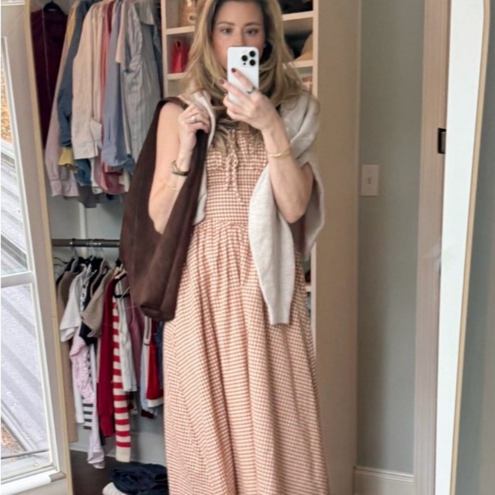 AUREUM Brown and White Gingham Sundress